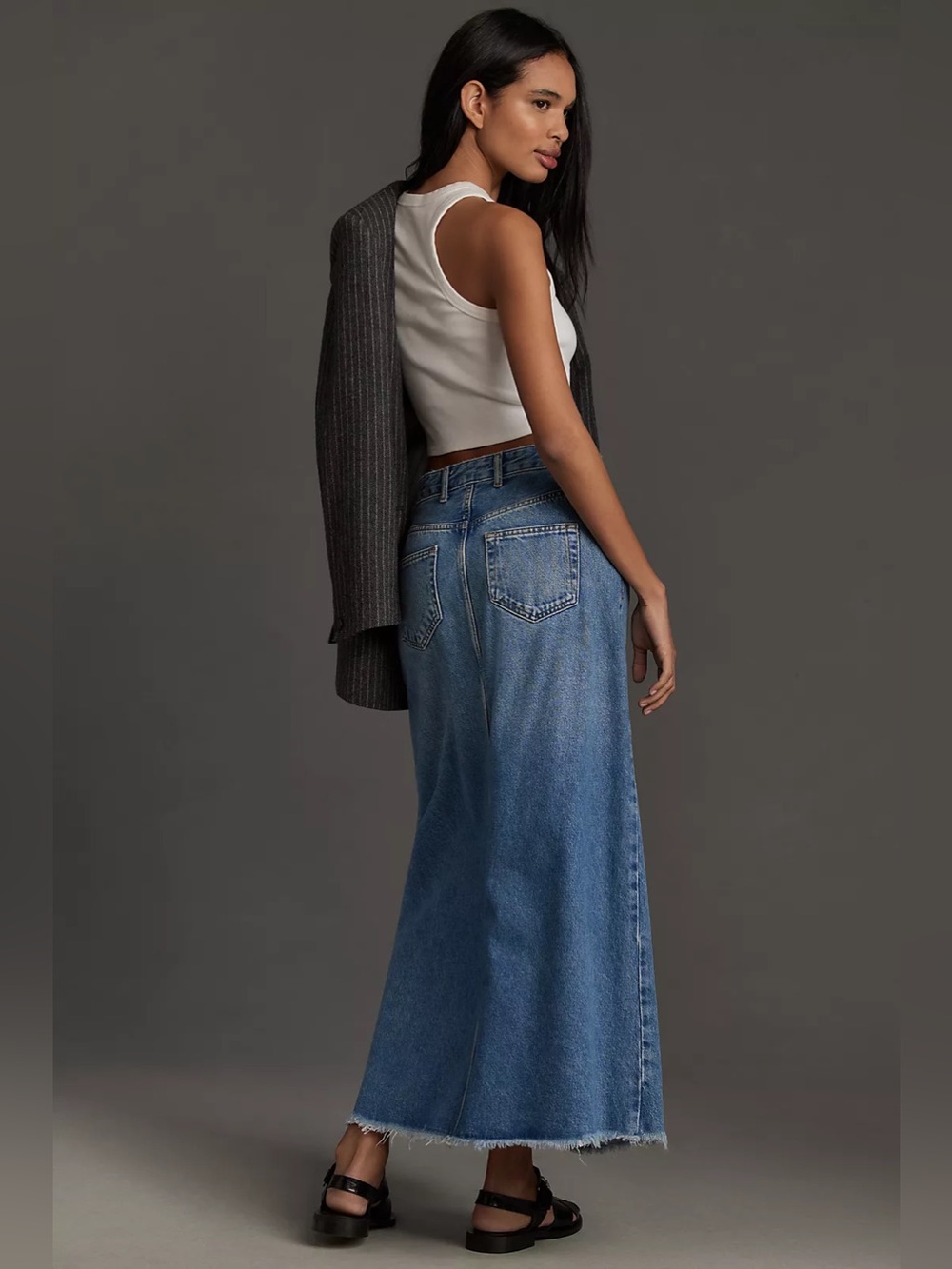 Pilcro Madi Front-Slit Denim Maxi Skirt - Size 14 - Picture 3 of 9